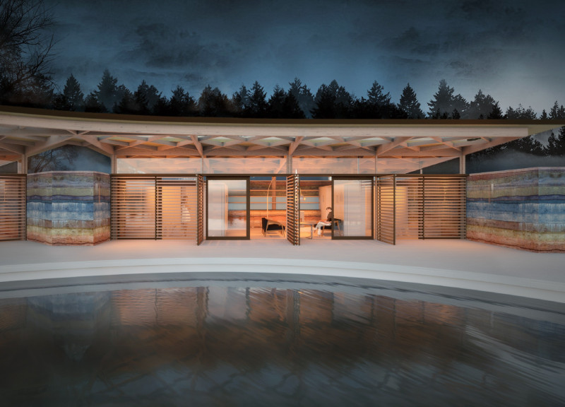 Rammed Earth Wellness Retreat Integrating Natural Water Elements  