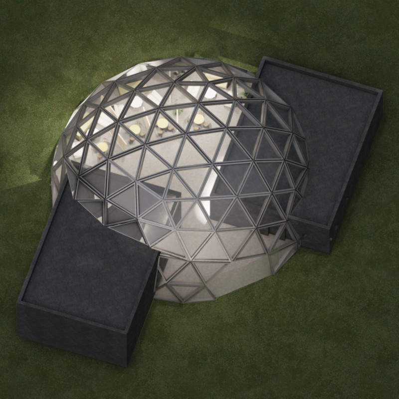 Basalt-Clad Pavilion with Glass Dome Celebrating Iceland’s Natural Light