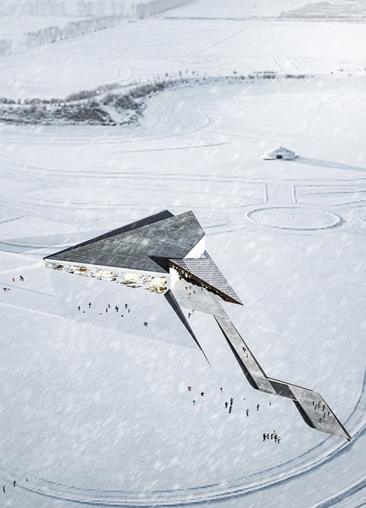 Cavernous Design with Aluminum and Concrete Integration for Cinematic Experience