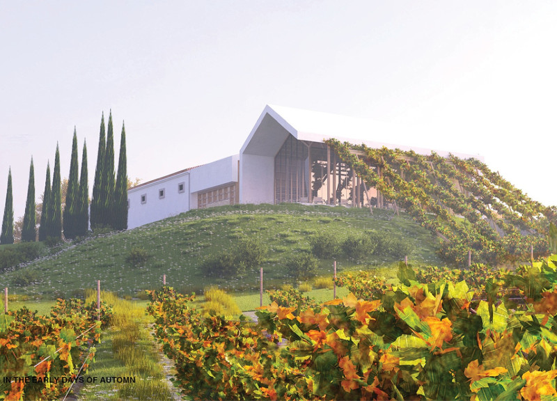 Rammed Earth Winery With Panoramic Views in Sustainable Landscape  