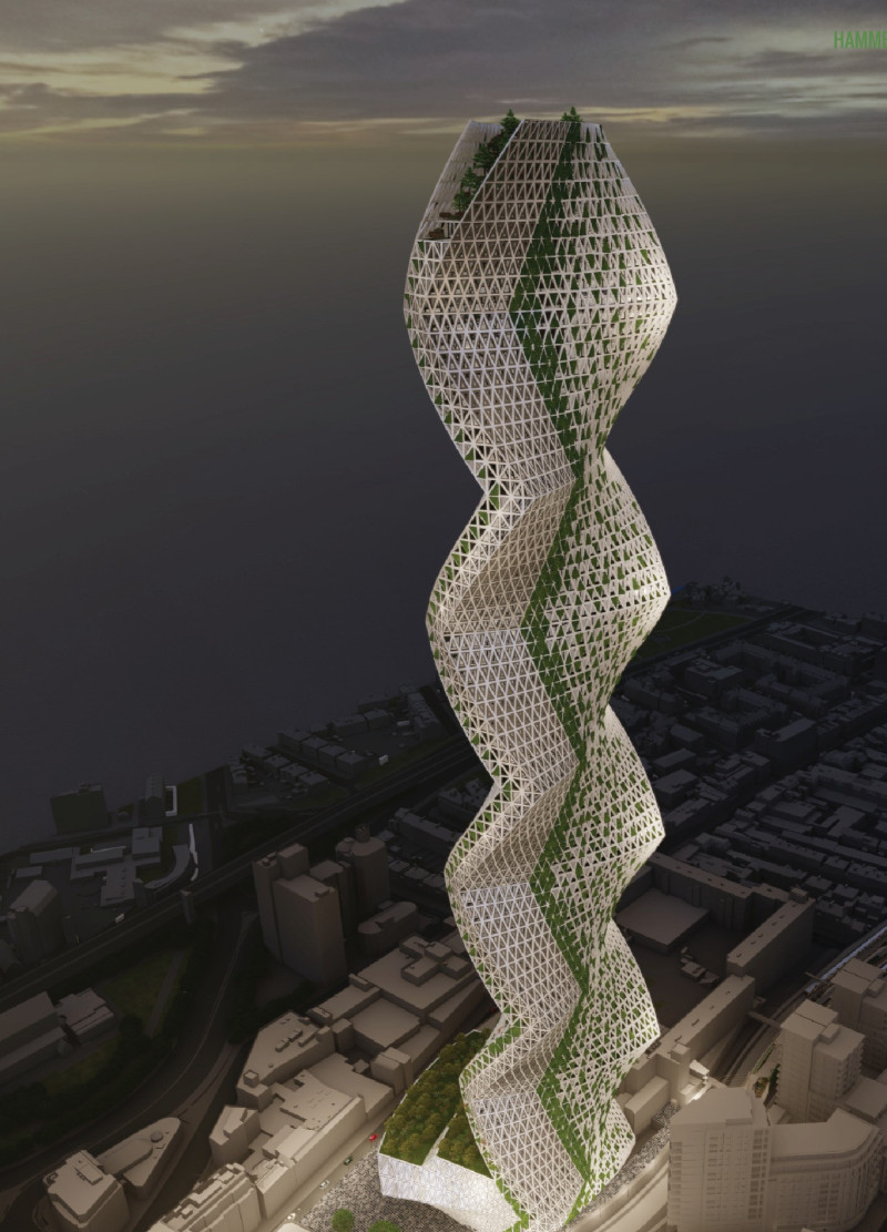 Air Cleansing Tower with Hempcrete and Titanium Dioxide Strategies for Urban Health