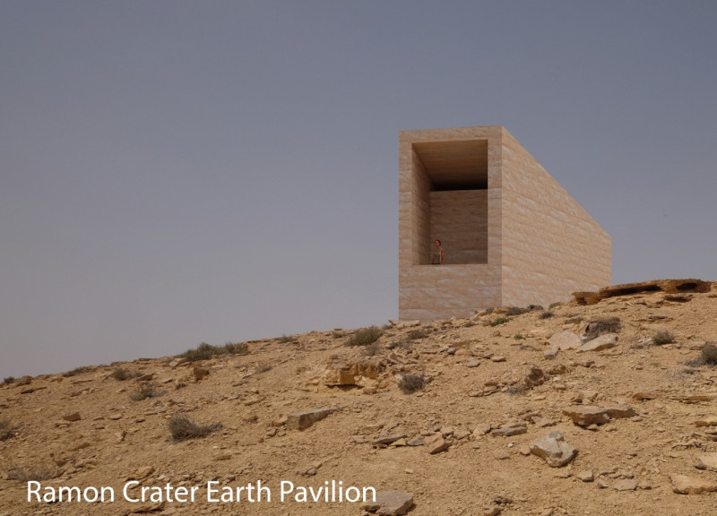 Earth and Stone Pavilion Overlooking the Ramon Crater  