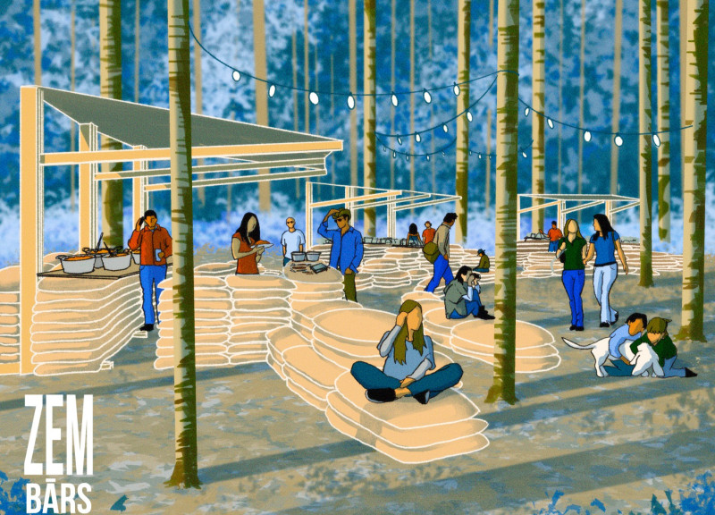 Soil-Filled Jute Structures Creating Natural Gathering Spaces in Forest Settings  