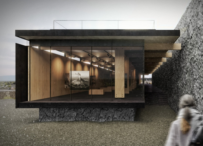 Circular Amphitheater Framed by Glulam Wood in a Volcanic Landscape  