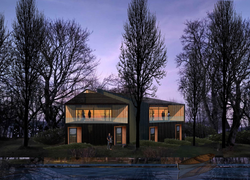 Studios with Cross-Laminated Timber and Natural Light on Cernostes Lake