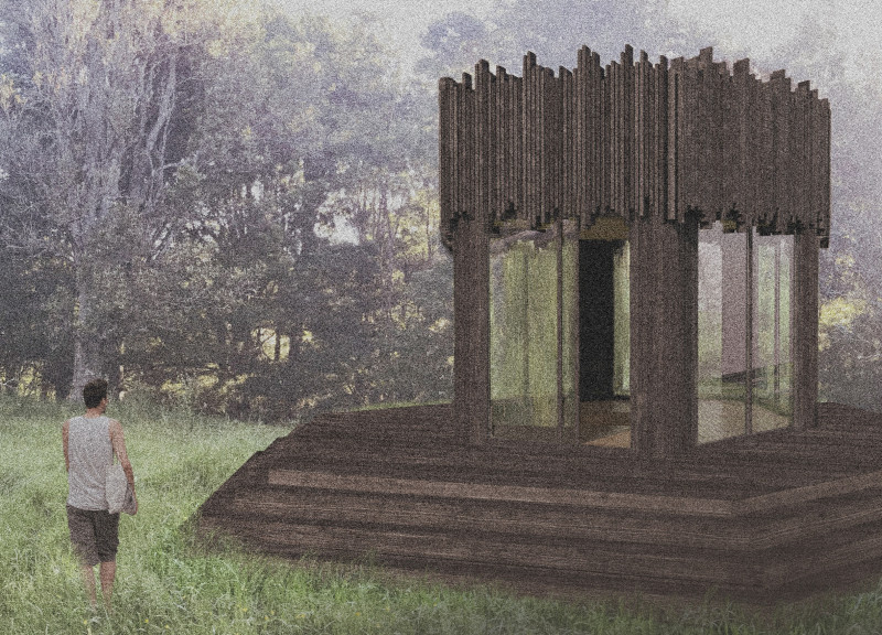 Hexagonal Retreat with Wooden Panels and Natural Light  