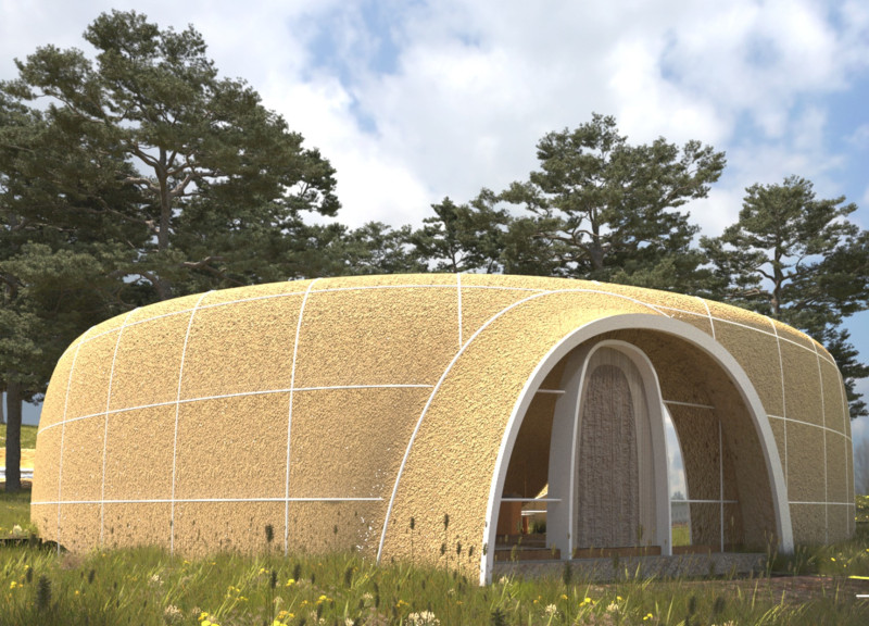 Light Wall Residence with Straw Roof for Enhanced Comfort  