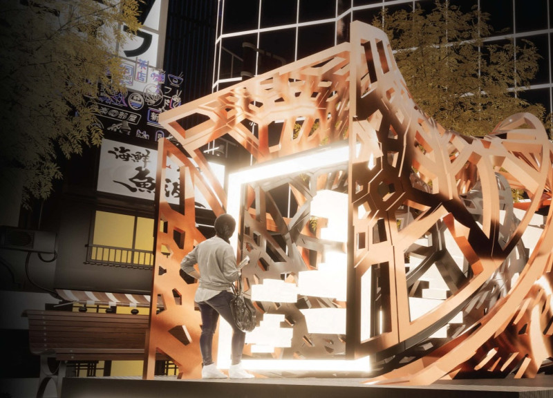 Meditative Space Crafted from Carbon Fiber and Distorted Geometry  