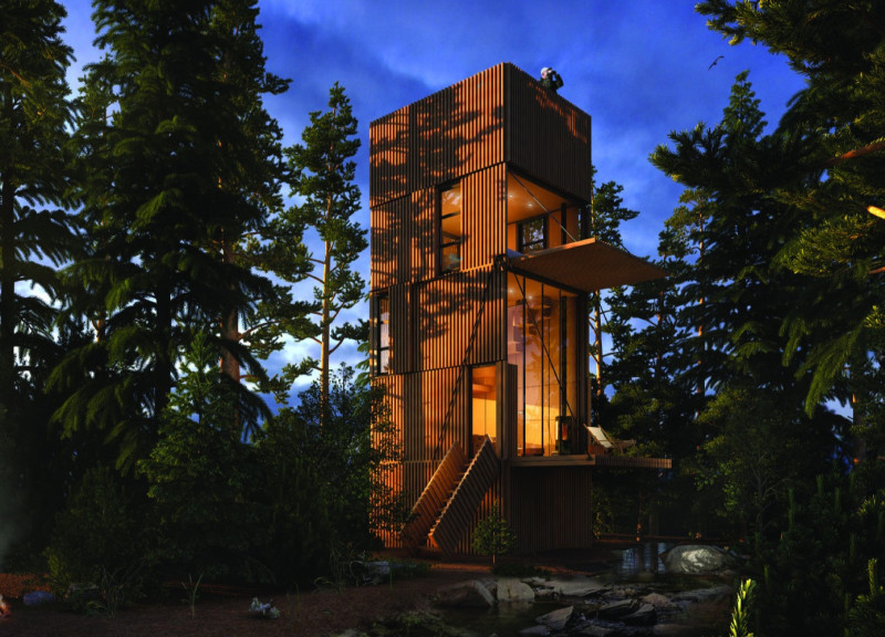Biological Filter and Wood Heater in Compact Micro-Housing Design  