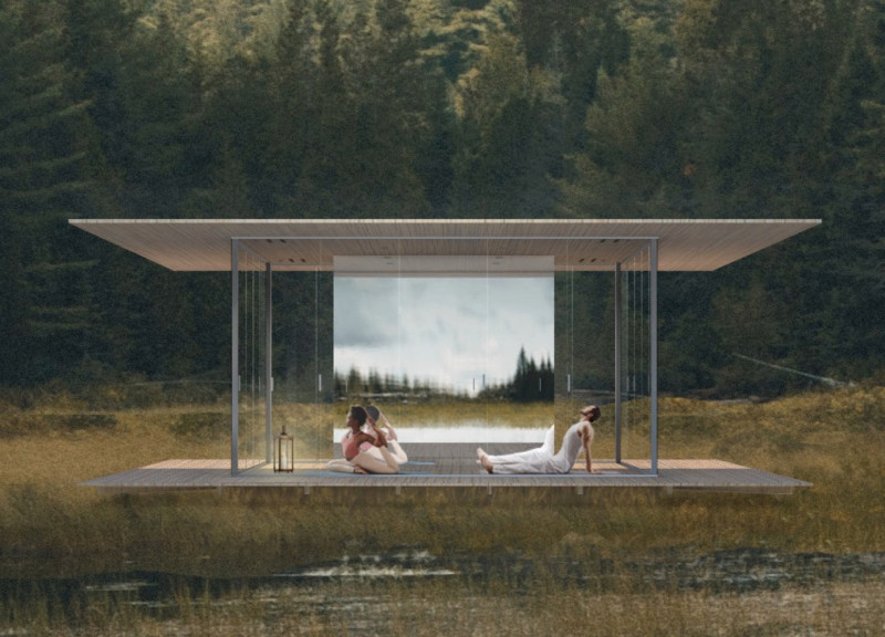 Rotating Glass Facade With Concrete Structure for Compact Urban Living  