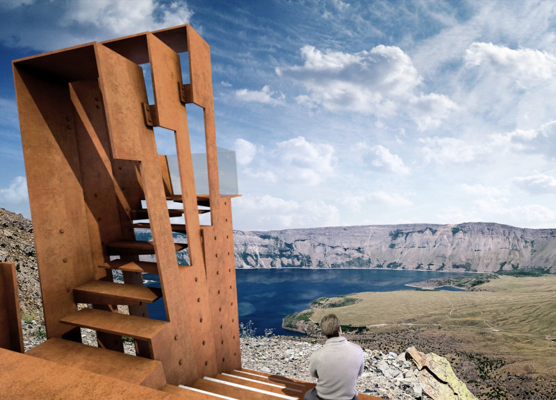 Corten Steel Viewing Platforms Embracing Volcanic Terrain
