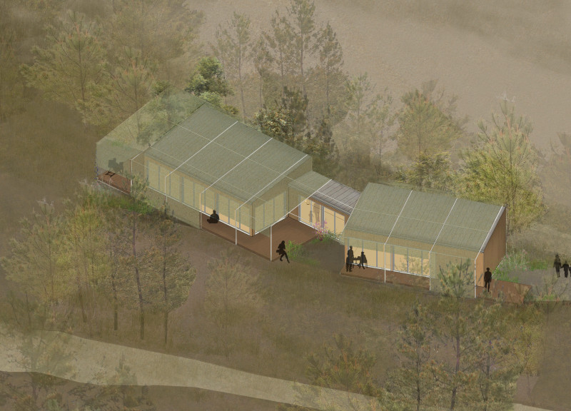 Textile-Clad Meditation Space Above a Valley with KLH Panels  