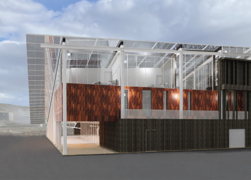 Iron Beams and Teflon Shading in a Community Greenhouse Complex  